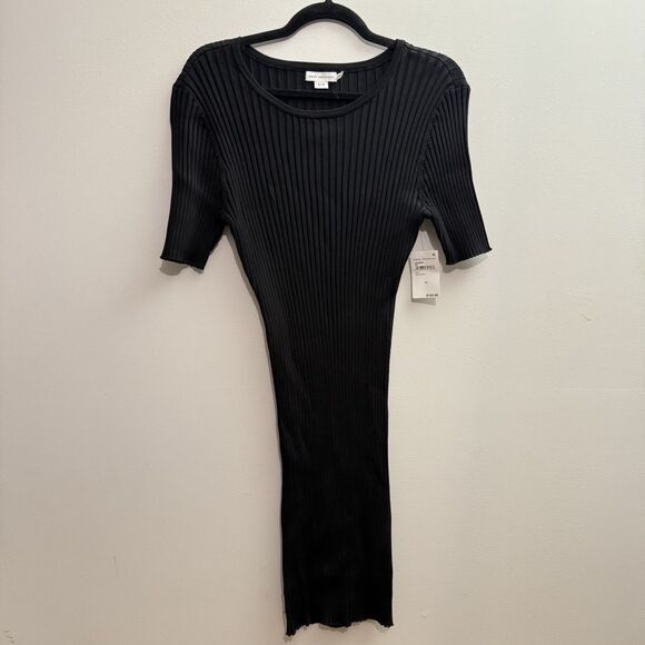 Good American Women’s 5/6 Ribbed Cutout Bodycon Open Back Black Mini Dress NWT - Picture 3 of 7